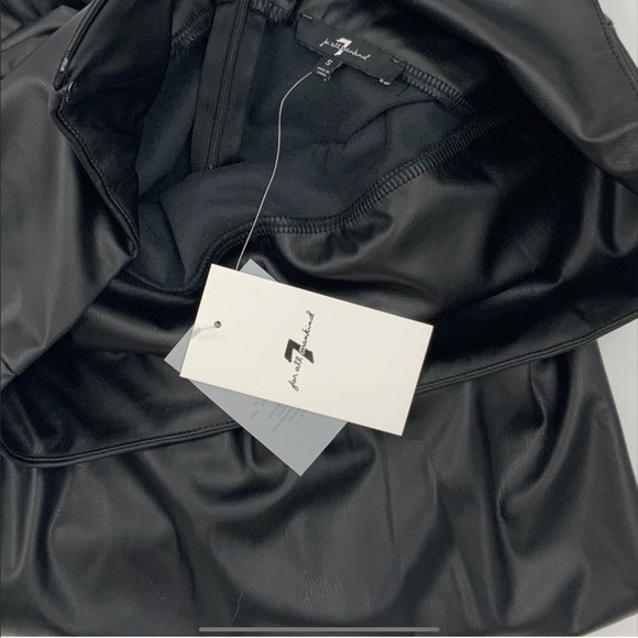 7 for All Mankind Asymmetrical Hem Faux leather Midi Skirt Black S NWT - Picture 3 of 5